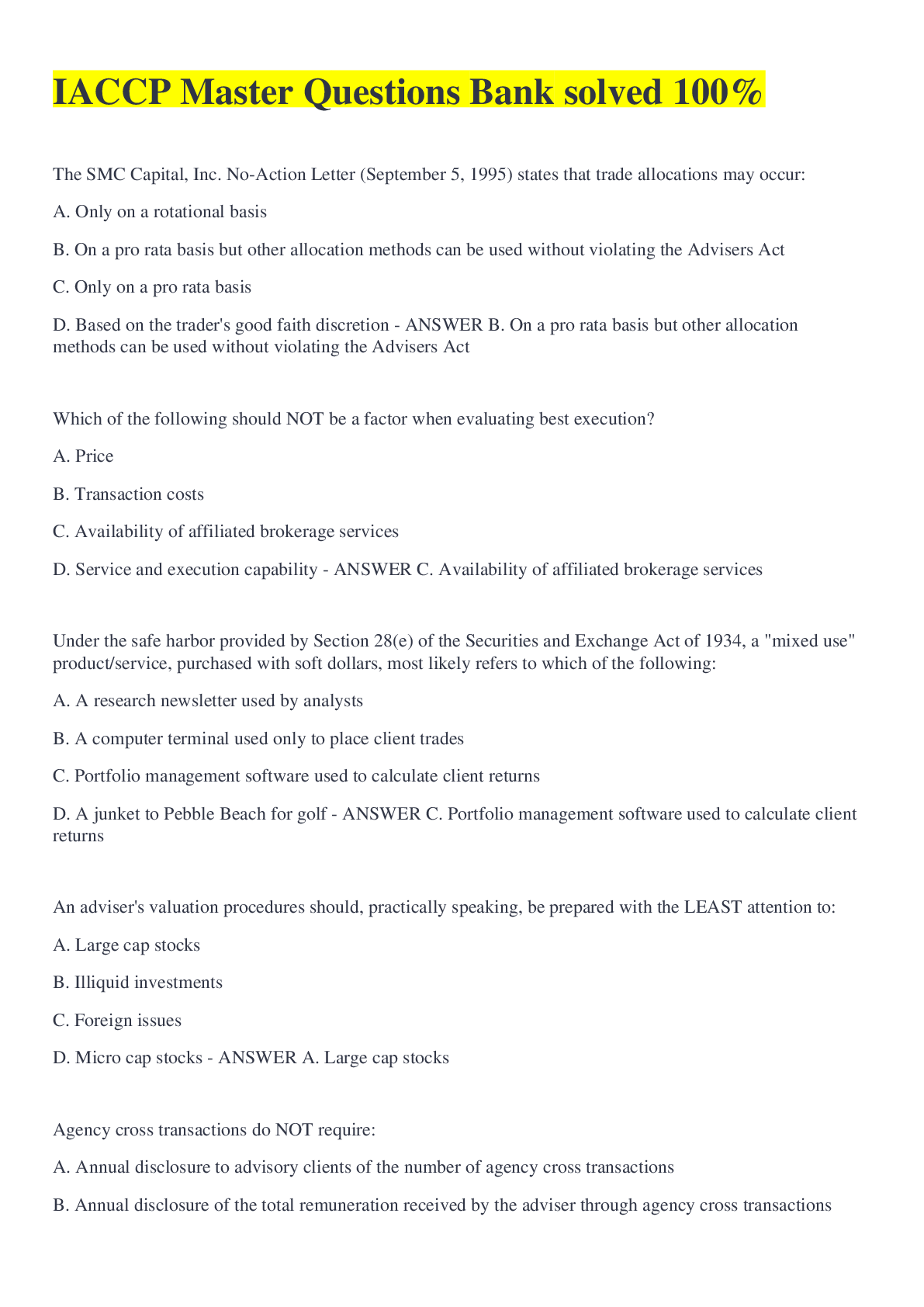 Preview image for IACCP Master Questions Bank solved 100%